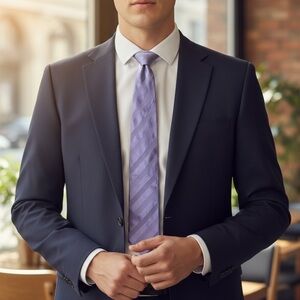 Kolte Couture Mens Silk Necktie Purple Lavender Neat Woven Tie Italy